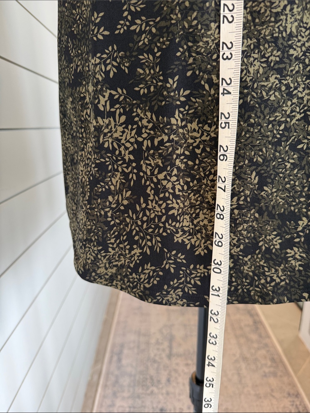 White House Black Market Black and Olive Floral Lace-Trim Blouse - Picture 4 of 5
